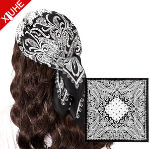 Foulard di Lusso Personalizzato in Seta Satinata con Stampa Paisley <span class=keywords><strong>per</strong></span> Donne, Sciarpa Quadrata Grande Vintage 100% Seta, <span class=keywords><strong>Bandana</strong></span> Versatile <span class=keywords><strong>per</strong></span> <span class=keywords><strong>Capelli</strong></span> - Product Image 6