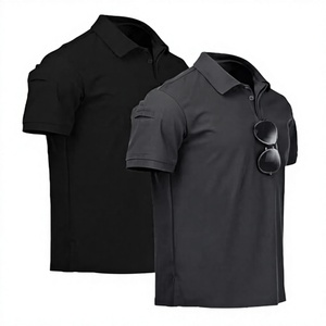 Polo de Punto de Manga Corta para Hombre, Color Sólido, Transpirable, Corte Regular, Ropa Deportiva Informal, Negro y Gris Oscuro - Product Image 1