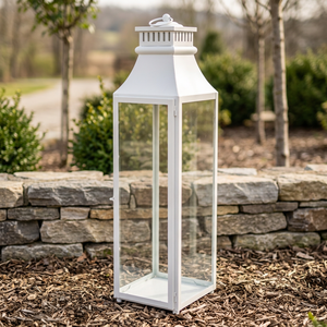 Wholesale Modern <b>Tall</b> White Stainless Steel Handmade Lead Free Durable Candle Pillar Holder <b>Lantern</b> for Home Patio Decoration - Product Image 6