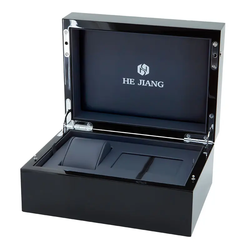 High-End Luxus Holzuhr Collection Box Großhandel Black Wood Watch Box Pu Leder uhr Geschenk box