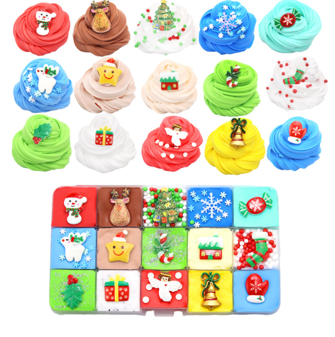 Товары для слайма в рождественском стиле, 15 цветов, набор для слайма, цветной набор для слайма, детские игрушки «сделай сам»