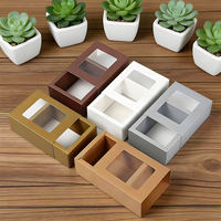 Boîte en papier kraft brun écologique recyclable en gros avec fenêtre, petite boîte cadeau coulissante personnalisée pour chaussettes