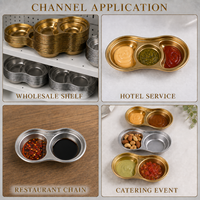Plat à sauce compartimenté en acier inoxydable de qualité industrielle, écologique, résistant à la rouille, empilable, compatible lave-vaisselle, pour restaurant