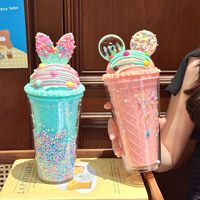 Gobelet isotherme en plastique à double paroi de 14 oz pour fille, avec couvercle Mickey et paille, idéal pour les bonbons et les boissons glacées