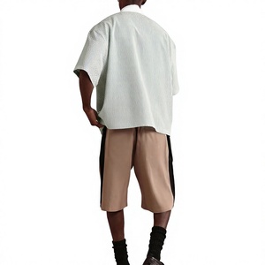 Polo Homme Rayé à Demi-Zip Manches Courtes Col Rabattu Décontracté Été Coupe Ample avec Poche et Fermeture Éclair - Product Image 2