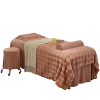 Ensemble de draps en tissu bouclé 3D rose pour table de massage SPA, haute densité
