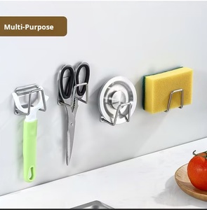 SS304 Adhesive Sponge Holder Sink <strong>Caddy</strong> for <strong>Kitchen</strong> Accessories Stainless Steel Rust Proof Waterproof, Quick Drying - Product Image 3