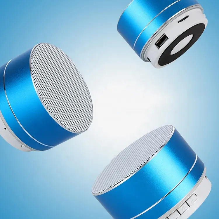 Penjualan Laris Speaker Nirkabel Portabel Mini Bulat Kecil Warna-warni A10 Logam Radio Fm Speaker Bluetooth