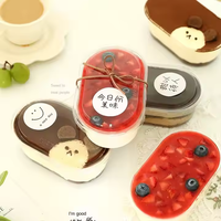 Boîte en plastique PET de qualité alimentaire, motif carré, forme ovale, pour aliments pour bébés, desserts, gâteaux, pain
