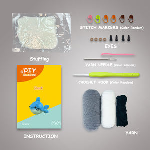 Kit de <span class=keywords><strong>Crochet</strong></span> Todo en Uno - Crea tu Propio Tiburón, Incluye Todo: Hilo, Aguja de Ganchillo, <span class=keywords><strong>Ojos</strong></span>, Relleno, Marcadores de Puntos, Aguja y Guía - Product Image 3