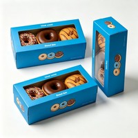 Nouvelle conception de boîte à donuts pour desserts, impression couleur, emballage pour chocolaterie, boîte en papier avec couvercle transparent pour boutique de donuts