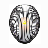 Porte-bougie LED en métal noir pour porte-bougie extérieur, pour centre de Table, cheminée, cheminée, lanterne décorative