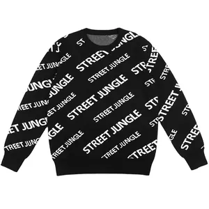 Suéter de malha personalizado com logotipo personalizado, pulôver de algodão jacquard para homens, pescoço, personalizado, 2023