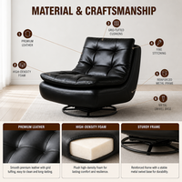 Fauteuil pivotant minimaliste italien fait main, confort ergonomique, design compact pour chambres modernes, salons, extérieur