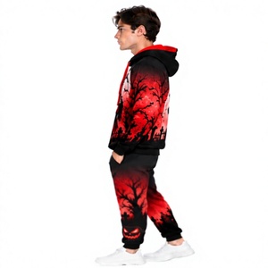 Conjunto Deportivo de Halloween para Hombre, Sudadera con Capucha de Forro Polar, Pantalones Deportivos, Ropa Deportiva de Invierno Estampada, Ropa Casual de Calle, Conjunto de Entrenamiento - Product Image 2