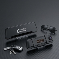 Caméra embarquée double objectif 7720-CC avec écran tactile IPS de 9,66 pouces, vision nocturne Starlight, enregistrement en boucle, 12-24V, fixation sur rétroviseur