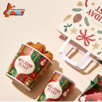 Ensemble d'emballages personnalisés pour la restauration rapide de Noël, boîte à hamburgers, sac en papier, gobelet, seau, kit à emporter pour restaurant de Noël