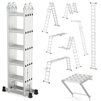 Échelle pliante en aluminium épaissi, mobile et abordable, capacité de 330 lb, télescopique, multifonctionnelle, pour l'extérieur