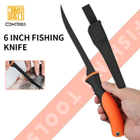 Couteau à filet de pêche multifonctionnel en acier inoxydable personnalisé avec manche en PP de couleur orange