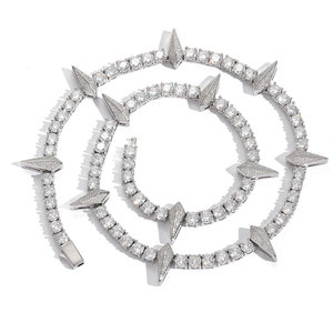 Collar de cadena tipo tenis de plata de ley 925 con moissanita VVS, estilo Hip Hop Iced Out, para hombre y mujer, joyería brillante, regalo - Product Image 6