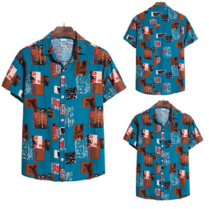Camicia <span class=keywords><strong>a</strong></span> maniche corte stampata caratteristica stile stile africano personalizzato stile etnico scuro fiore grande - Product Image 4
