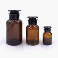 Vente en gros d'usine - Bouteilles en verre ambré à large ouverture de 125 ml à 1000 ml, flacons à réactifs pour comprimés avec couvercle en verre
