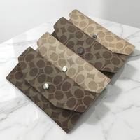 Dompet Clutch Anti Maling Retro Minimalis Motif Permen Panjang Lapisan Kulit PU Kancing Amplop Uang Dapat Digunakan Kembali Tas Kosmetik