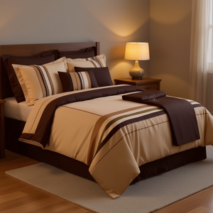 Juego de Edredón Chocolate Queen 220x240 cm, Rayado, de Algodón y Poliéster, para Primavera, Uso Doméstico - Product Image 2