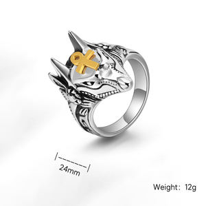 24Mm Roestvrijstalen Ring Zilver Gegoten Oude Egyptische Anubis God Wolf Dier Roestvrij Staal Ringvinger Ring Sieraden 657 - Product Image 2