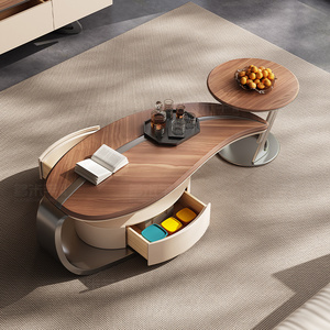 <span class=keywords><strong>Design</strong></span> di lusso moderno tavolo <span class=keywords><strong>da</strong></span> caffè a forma di foglia <span class=keywords><strong>da</strong></span> <span class=keywords><strong>salotto</strong></span> di fascia alta <span class=keywords><strong>in</strong></span> legno di noce con tavolino - Product Image 5