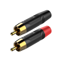 Prise RCA ROXTONE RF2CS-BG à contact en laiton, 5A, avec boîtier en alliage de zinc/nylon noir et nickelé