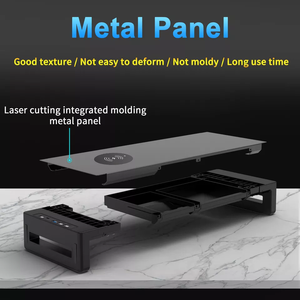 Steel Desk Organizer with USB 3.0 Data Transmission for PC <b>Monitor</b> <b>Riser</b> Stand with Wireless - Product Image 3