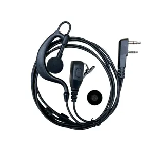 Walkie Talkie Earpiece with Mic 2 PIN Ear-Hook Sponge Ear Cushions Two-Way Radios Compatible with Kenwood Baofeng (1set Black)