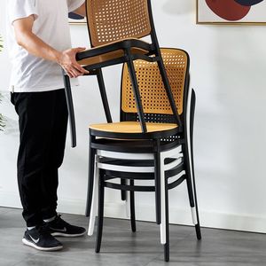 Plastic Rattan <b>Chair</b> <b>Outdoor</b> <b>Stackable</b> Modern Minimalist Hollow Backrest Garden <b>Chair</b> Durable Adult Use - Product Image 5