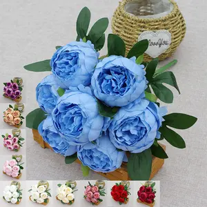 Centerpiece Plastic Silk Decor Tulips Roses Peony Hydrangea Cherry Blossom Wholesale Artificial Flowers