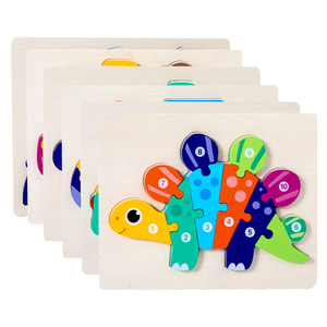 <span class=keywords><strong>Jeux</strong></span> de dinosaures en bois Montessori 3D, puzzle en bois, blocs de construction, jouets éducatifs pour enfants garçons et filles - Product Image 1