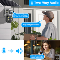 Caméra de sécurité dôme IP extérieure sans fil WiFi à énergie solaire avec triple objectif 2MP+2MP+2MP
