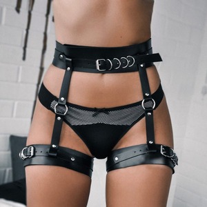 Cinture <span class=keywords><strong>BDSM</strong></span> Bondage, Cintura Regolabile Punk in Pelle PU, Reggicalze per Gambe, Cintura Gotica Sexy per Donne - Product Image 4