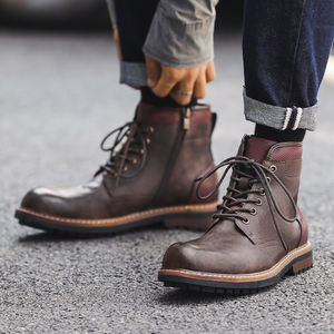 Botas Vaqueras de Hombre Hechas a Mano con Cremallera Lateral, Diseño Invisible para Aumentar la Altura, de Cuero Genuino, para Invierno, Fabricadas en China - Product Image 3