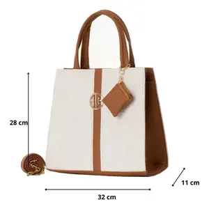 Sac de plage tissé pour femme Fana Alola M3729 en cuir de vachette blanc, trois poignées, fermeture ouverte, sac à main de luxe - Product Image 4