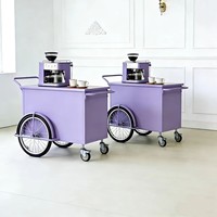 Carrello Bar Mobile Personalizzato con Logo, Armadietto Chiuso e Ruote da Bicicletta per Caffè, Matrimoni e Catering