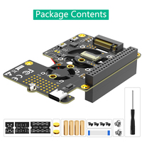 Yeni sürüm 3 in 1 Combo M.2 NVMe SSD PCI-e adaptörü ile çift soğutucu fanlar ve otomatik renk değişikliği ahududu pi 5 için LED