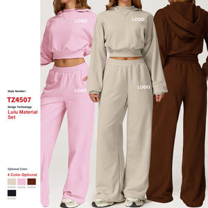 Ensembles de sweat-shirts à capuche d'hiver personnalisés de haute qualité combinaisons de <span class=keywords><strong>jogging</strong></span> d'extérieur amples pour femmes vêtements de fitness en cours d'exécution vêtements de sport - Product Image 1