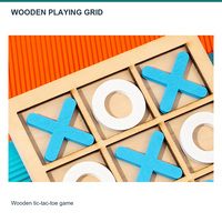 Jeu de société Tic Tac Toe en bois 14,3 cm bleu et blanc, ensemble X O pour deux joueurs, jeux de table personnalisables