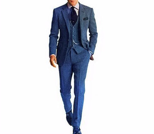 Costumes de marié rétro en tweed marron pour <span class=keywords><strong>homme</strong></span>, <span class=keywords><strong>coupe</strong></span> ajustée, blazer de bal, vintage, <span class=keywords><strong>mariage</strong></span>, 3 pièces - Product Image 2