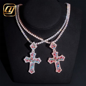 จี้รูปกางเขนเงินแท้ 925 ผ่านการทดสอบเพชร ประดับเพชรแบบ Iced Out เครื่องประดับฮิปฮอปสั่งทำพิเศษ เพชรเพาะเลี้ยงในห้องปฏิบัติการ CHOYUE สำหรับผู้ชาย - Product Image 1