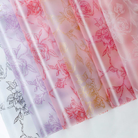 Papier d'emballage pour fleurs OPP semi-transparent, motif jardin de roses, emballage pour bouquet, cadeau de la Saint-Valentin, emballages floraux