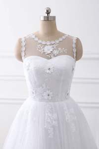 <span class=keywords><strong>Vestidos</strong></span> De novia personalizados De talla grande <span class=keywords><strong>baratos</strong></span> con cuello redondo <span class=keywords><strong>2021</strong></span> Vestido De novia recién llegado Vestido De novia sencillo bordado De encaje Vestido De novia - Product Image 4