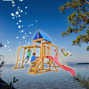 Nuevo Diseño de Columpio y Tobogán Familiar para Niños Pequeños, Equipo de Juego de Madera para Exteriores, Uso Escolar y de Jardín de Infancia - Product Image 3