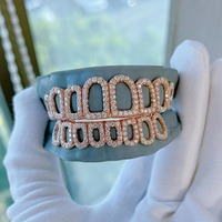Grillz Streetwear en Moissanite, Protection Dentaire Creuse en Argent S925, Micro-Sertissage 8 Cœurs et Flèches, Accessoire Buccal Hip Hop
